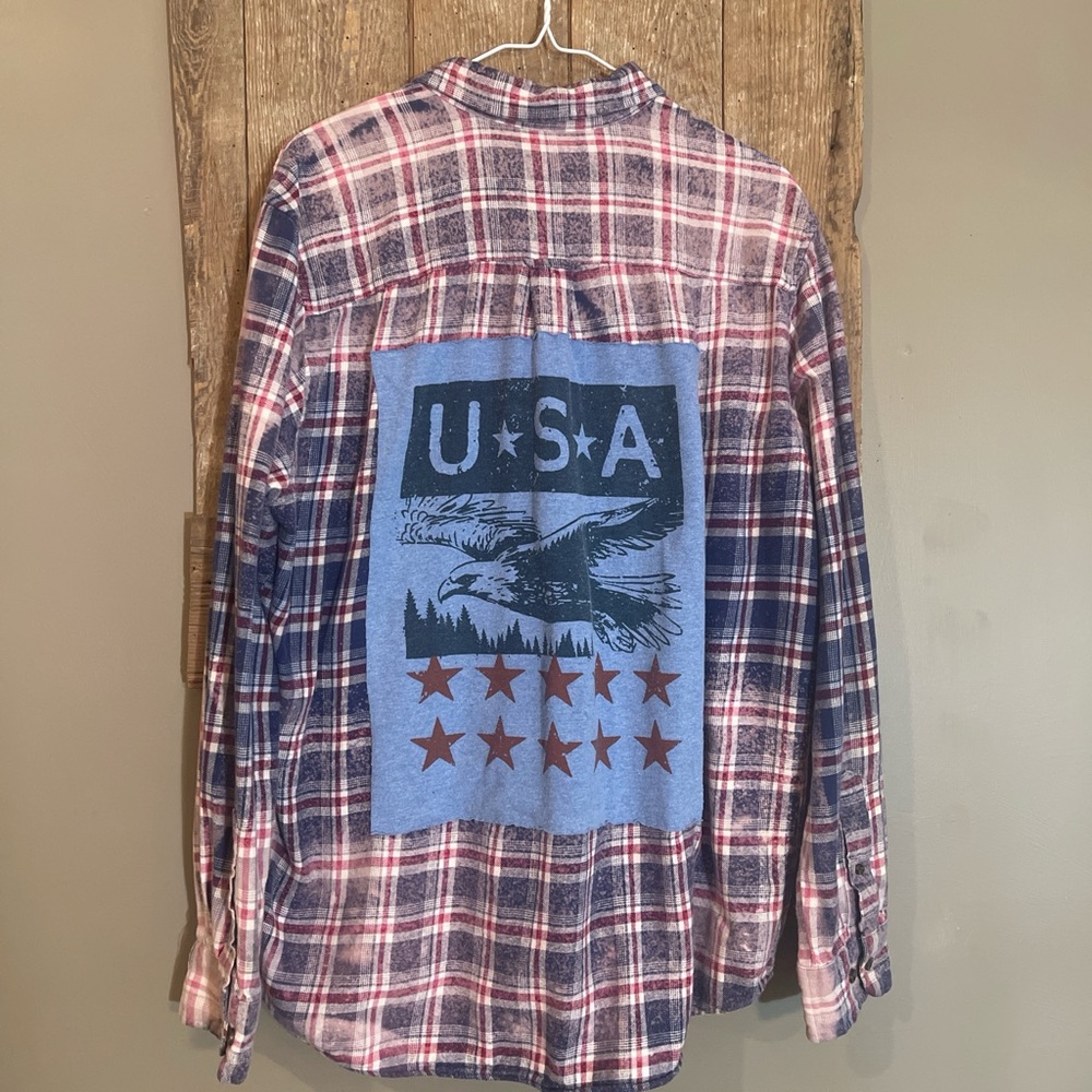 Patriotic Plaid Up-Cycled Shirt